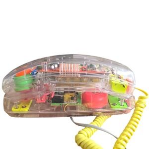 Vintage Conair SW205 Transparent Neon Corded Telephone 80s 90s landline cord